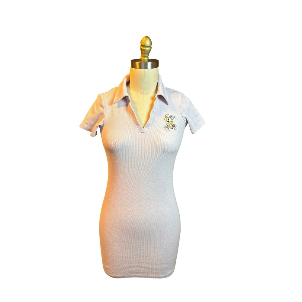 Lola Bunny Looney Tunes Polo Dress Ribbed Embroidered Lavender Y2K Vintage